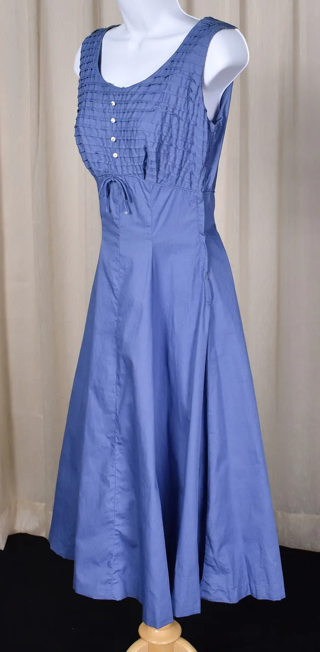 1950s Betty Barclay Blue Rhinestone Button Dress