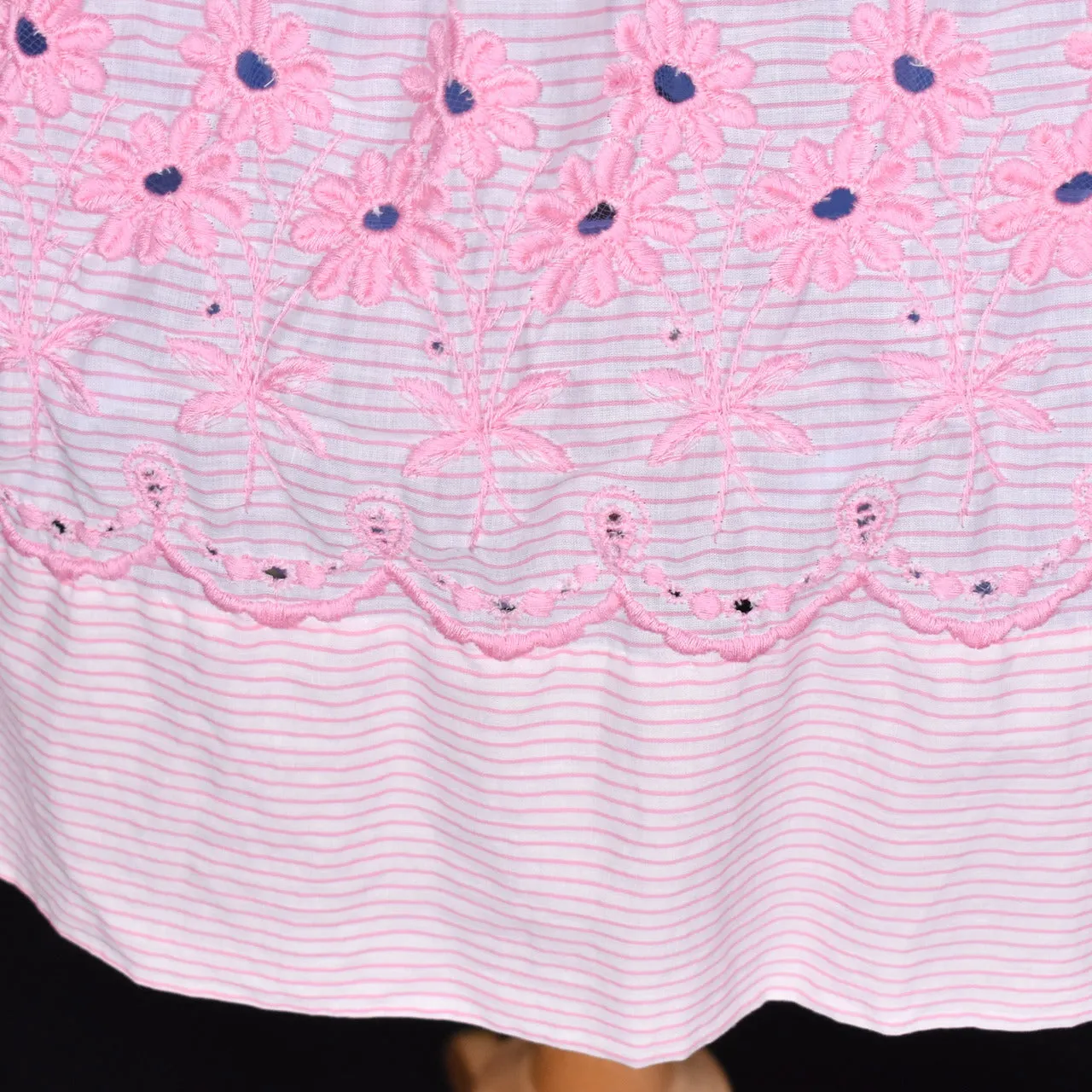 1950s Pink Eyelet Border Striped Gilden Sun Dress