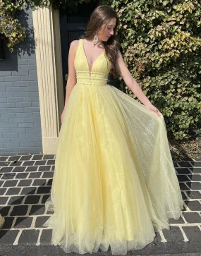 A Line Daffodil Long Backless Prom Dresses,Evening dresses,BD930672