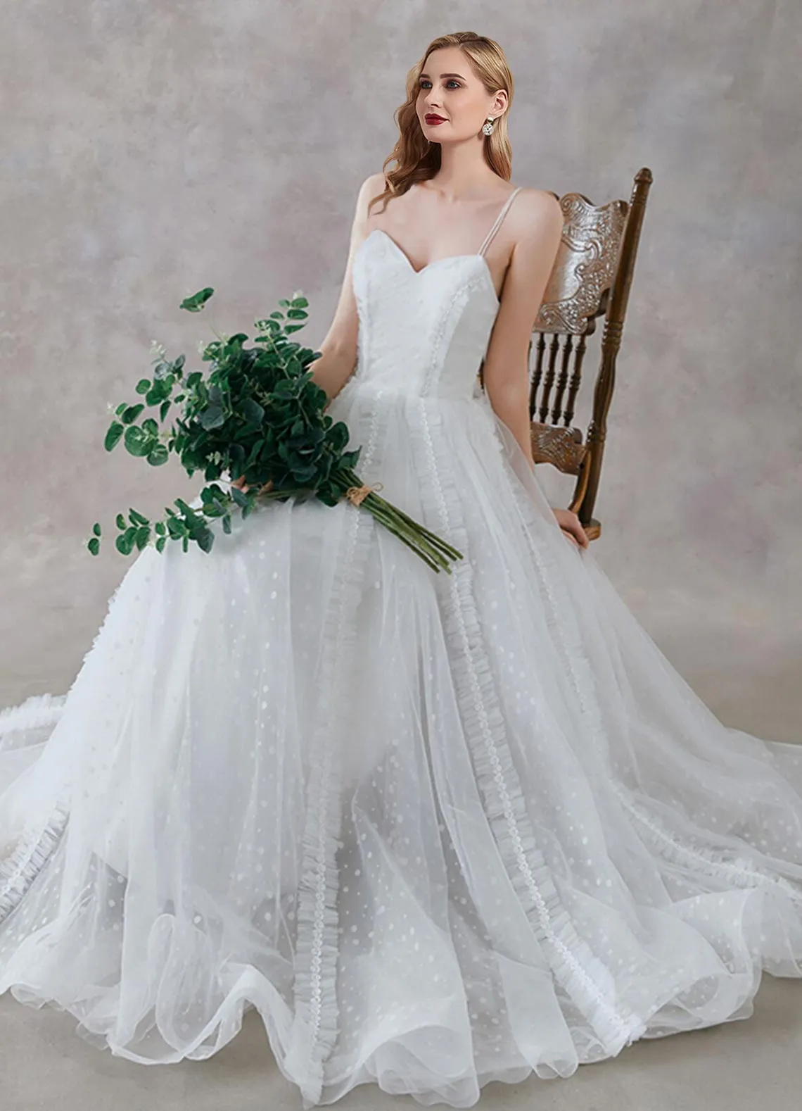 A-Line Sleeveless Sweetheart Neckline Illusion Wedding Bridal Dress