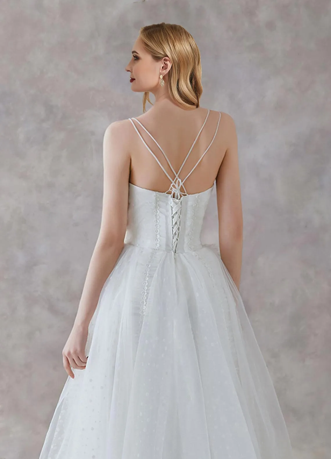 A-Line Sleeveless Sweetheart Neckline Illusion Wedding Bridal Dress