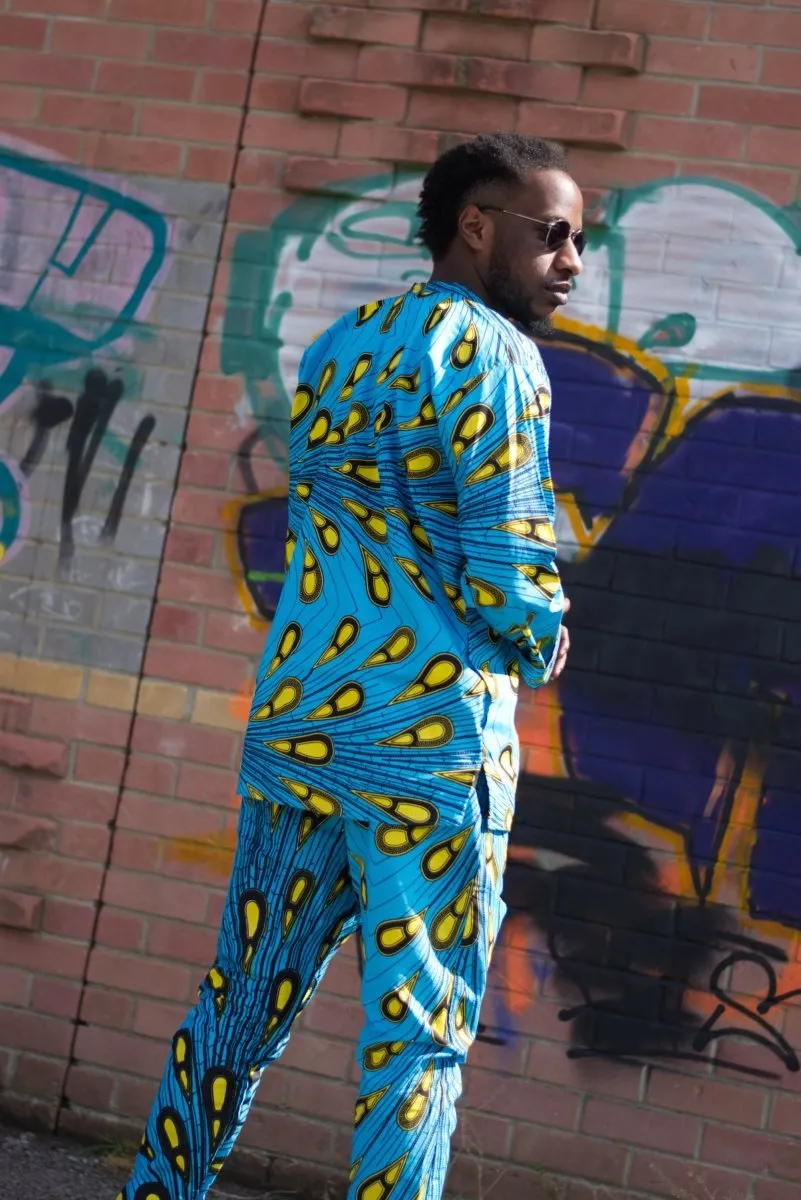 African Pants In Brilliant Blue Ankara Print