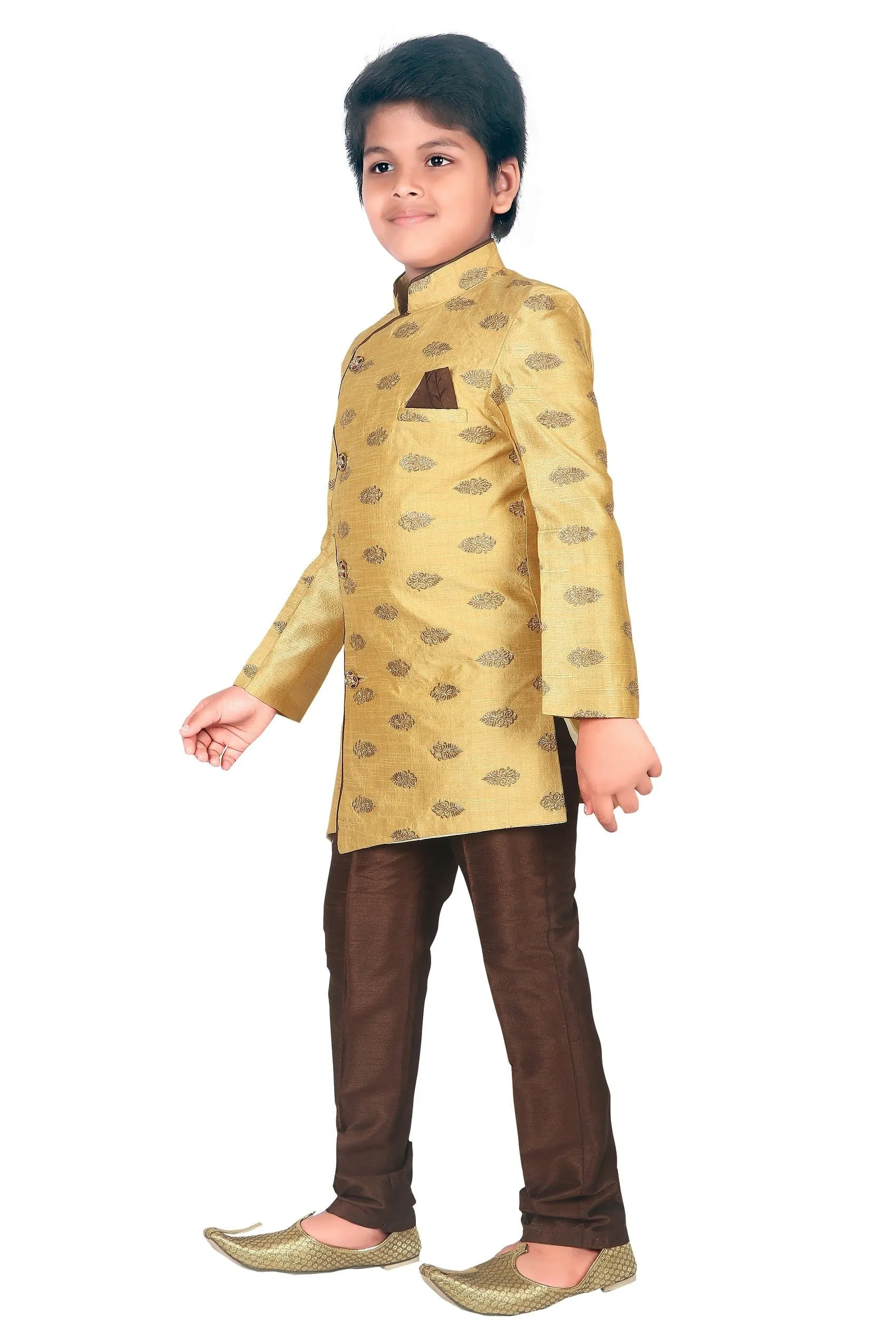 Ahhaaaa Ethnic Printed Embroidery Sherwani and Pyjama for Boys