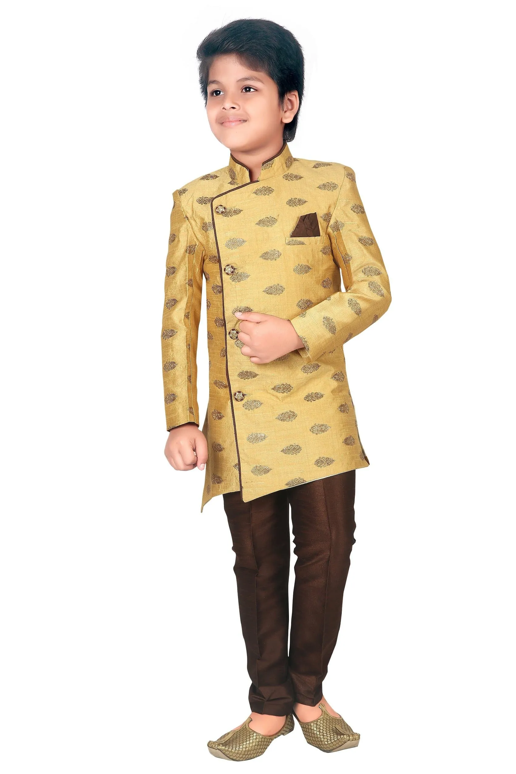 Ahhaaaa Ethnic Printed Embroidery Sherwani and Pyjama for Boys