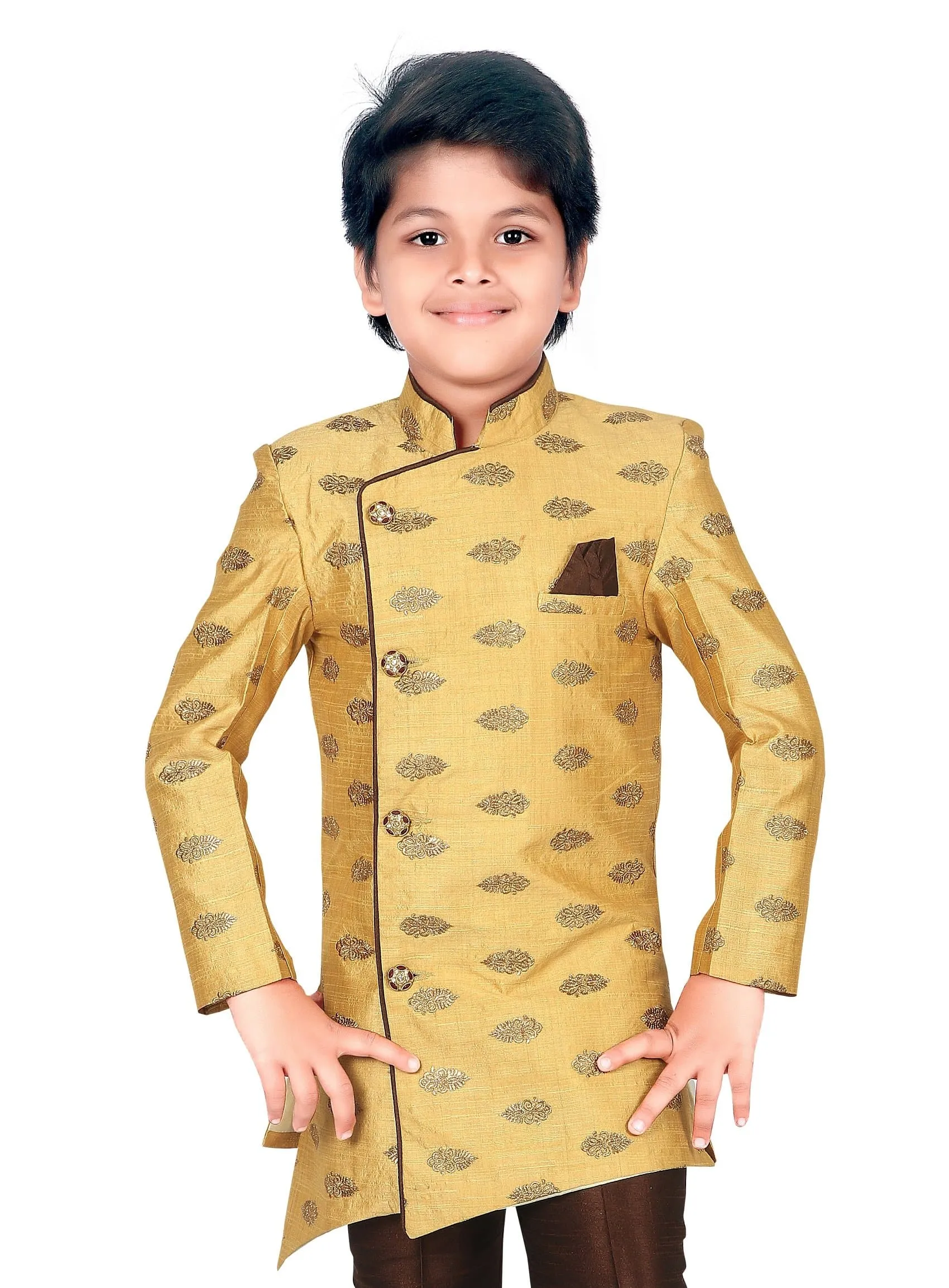 Ahhaaaa Ethnic Printed Embroidery Sherwani and Pyjama for Boys