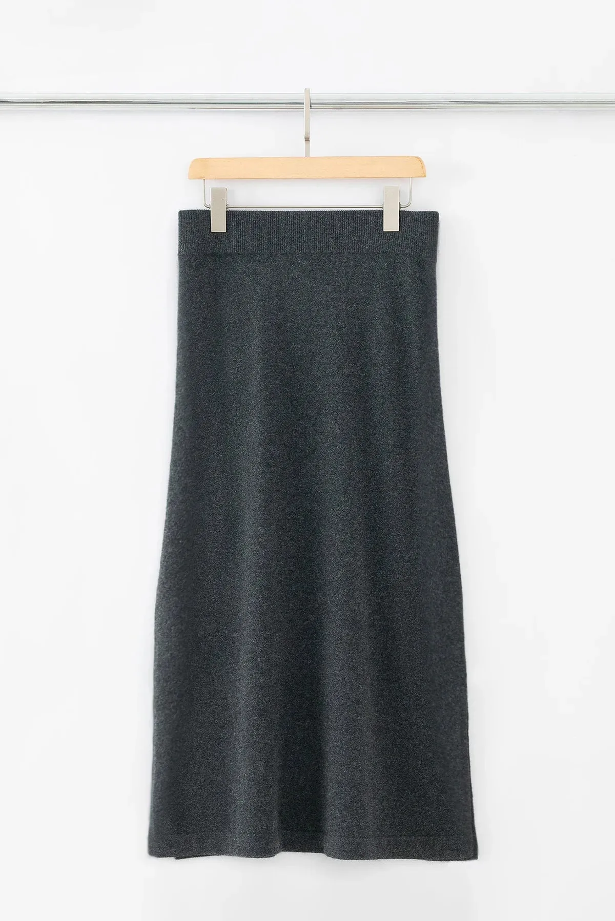 Aleger Cashmere Dark Grey Marl A Line Skirt