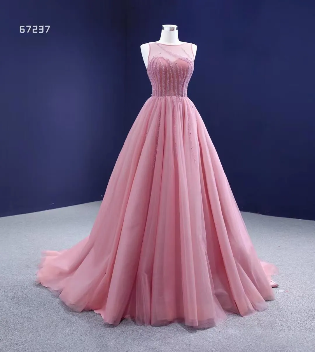 Beaded Green Ball Gown Rose Pink Prom Dresses 67237 viniodress