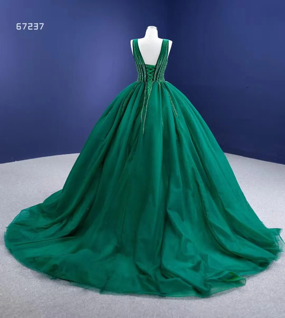 Beaded Green Ball Gown Rose Pink Prom Dresses 67237 viniodress