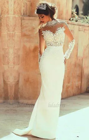 Beaded Lace Appliques Wedding Dress,Mermaid Wedding Dresses,Long Bridal Dresses,BD99522