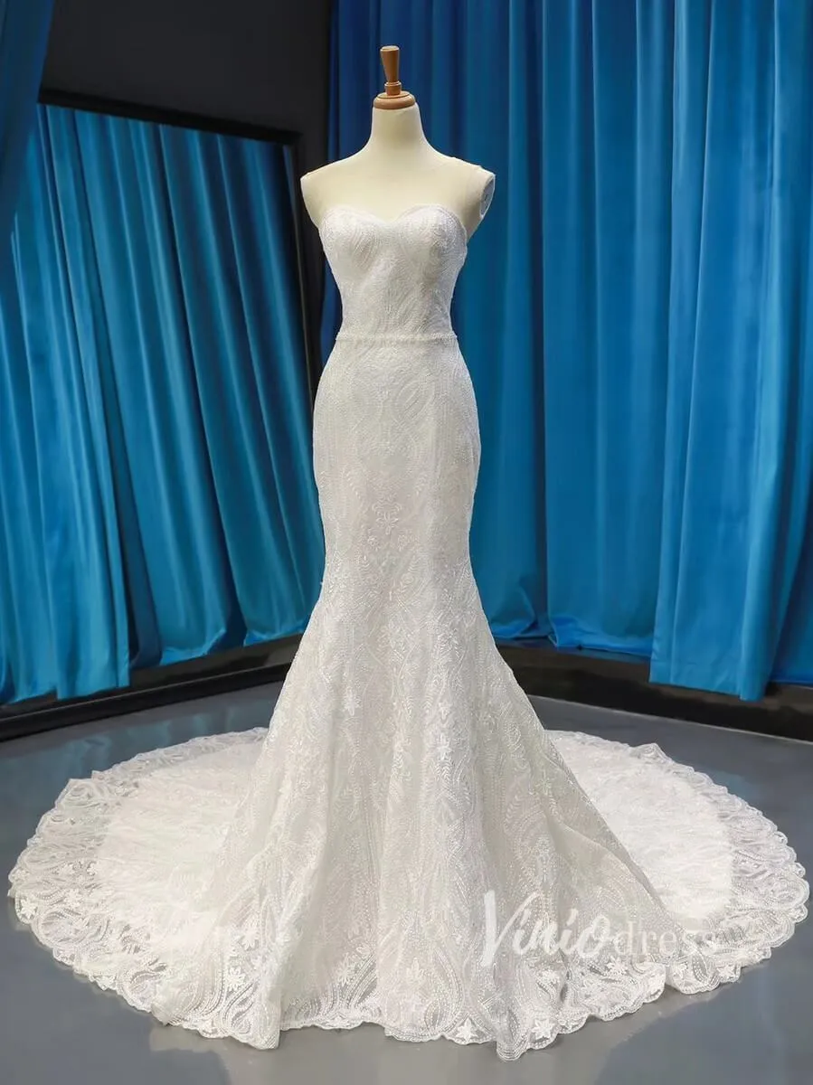 Beaded Mermaid Lace Wedding Dresses Sweetheart Bridal Dress VW1058