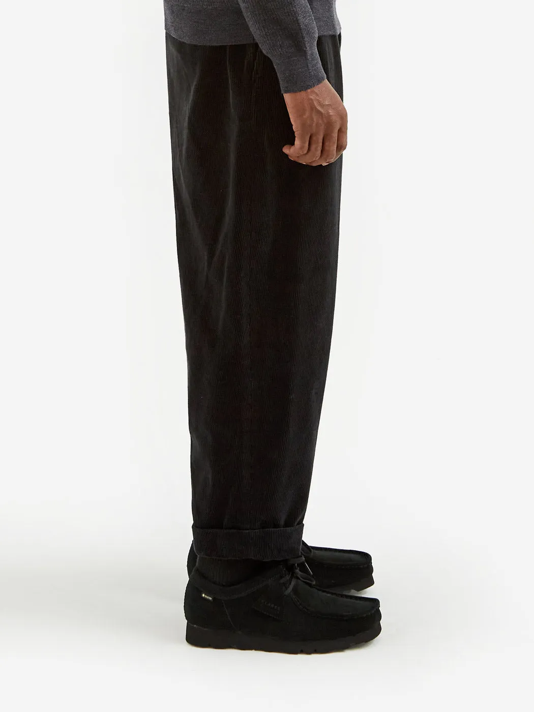 Beams Plus 2Pleats Corduroy Pant - Charcoal