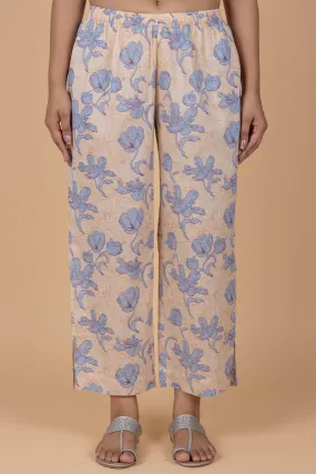 Beige Printed Trousers