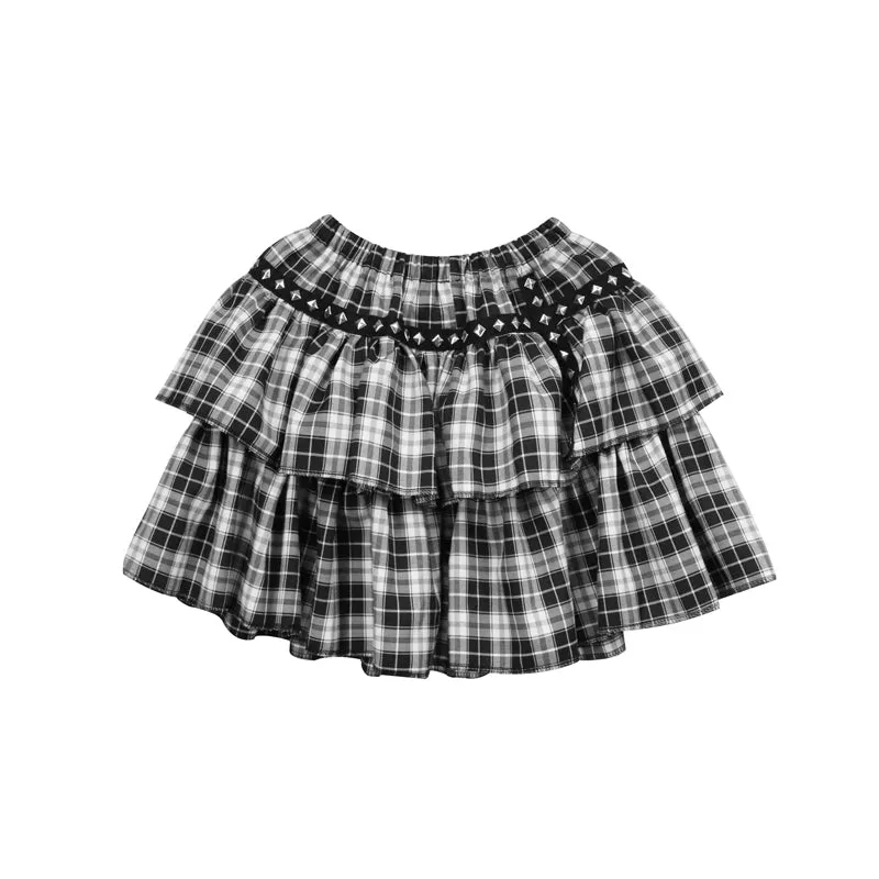 Black and white plaid skirt KF81887