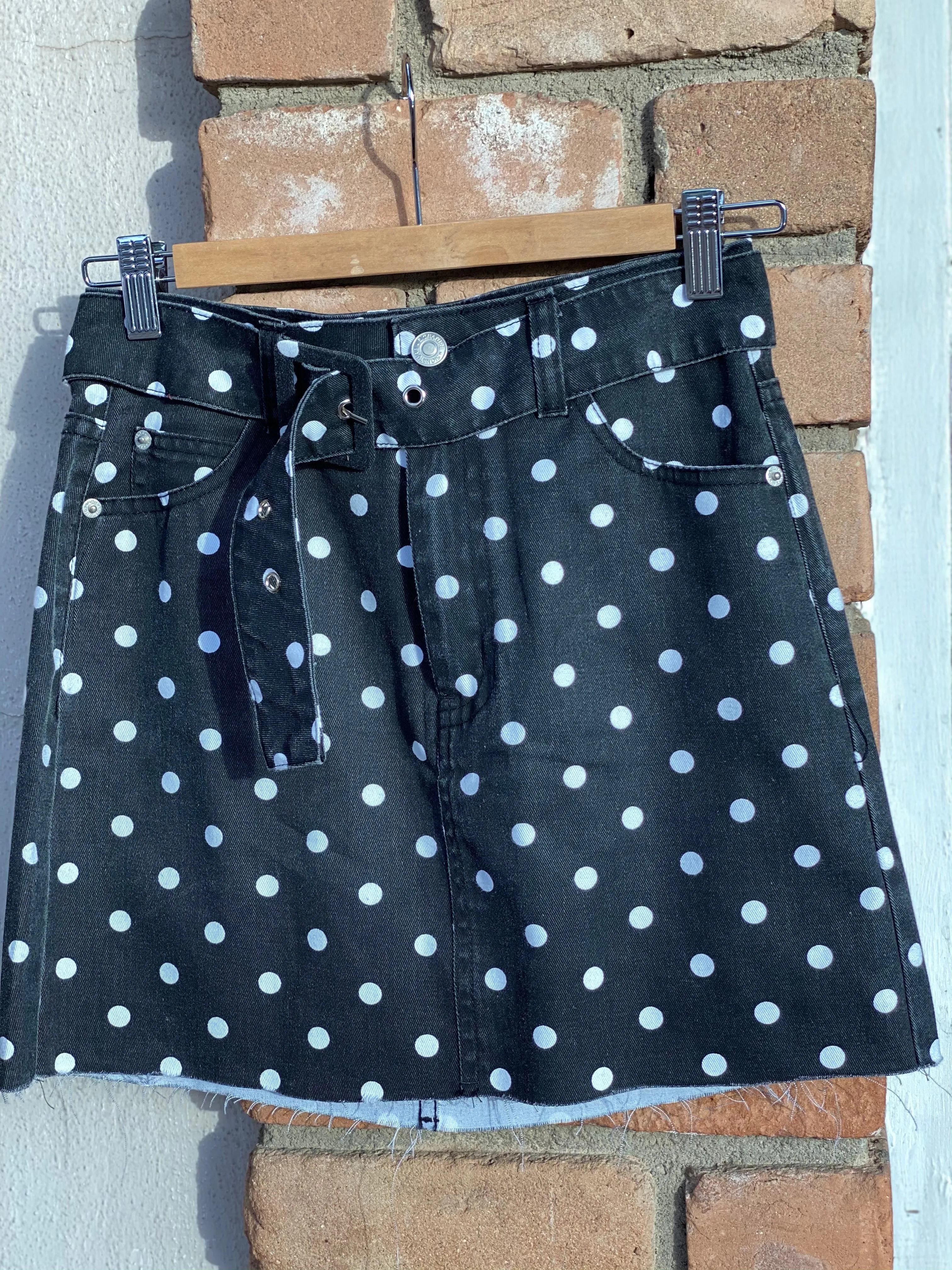 Black and White Polka Dot Mini Skirt- Size Small LAST ONE!