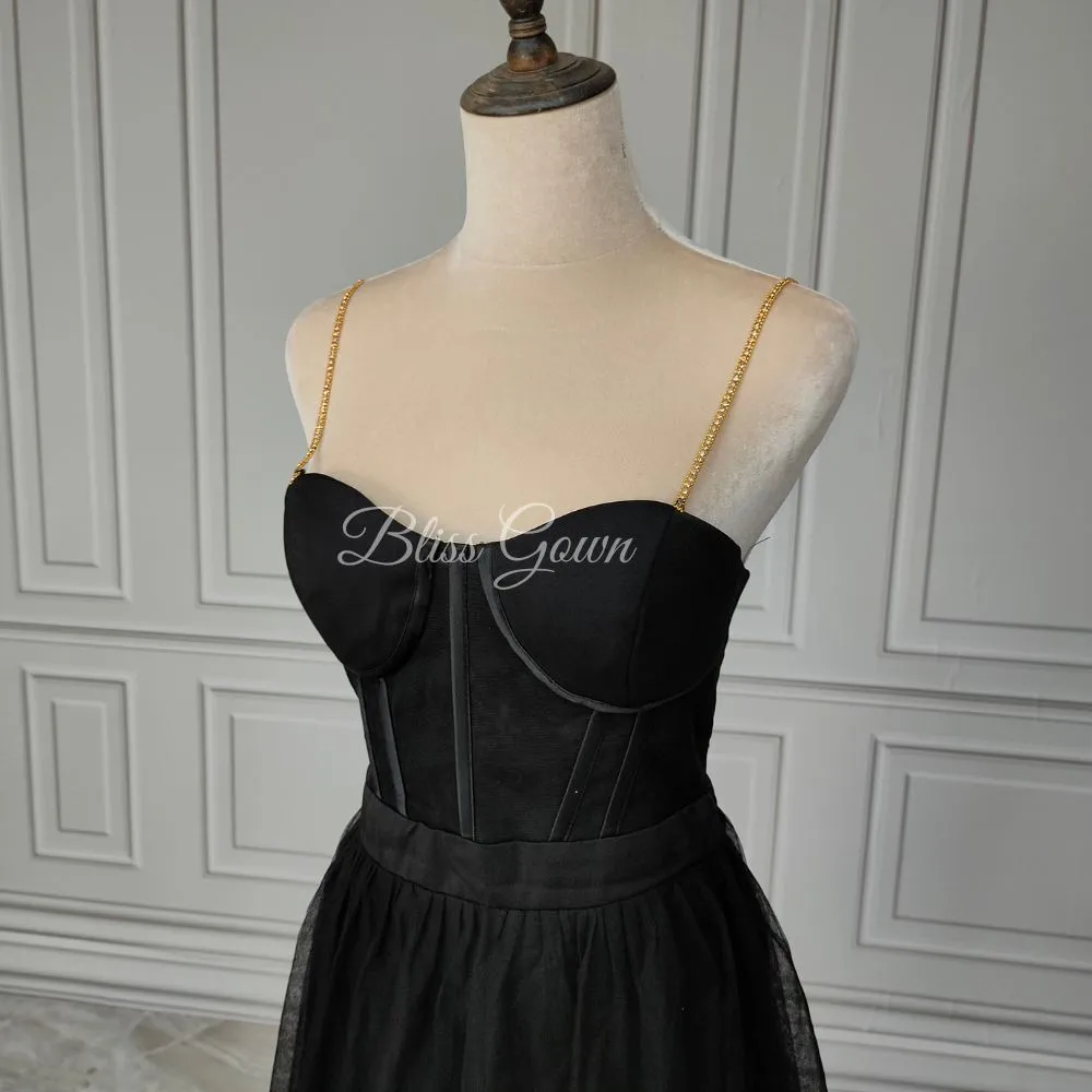 Black Tulle Sweetheart Wedding Dress