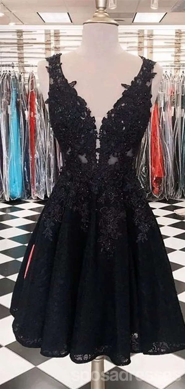 Black V-neck Short Homecoming Dresses Online, Cheap Short Prom Dresses, CM872