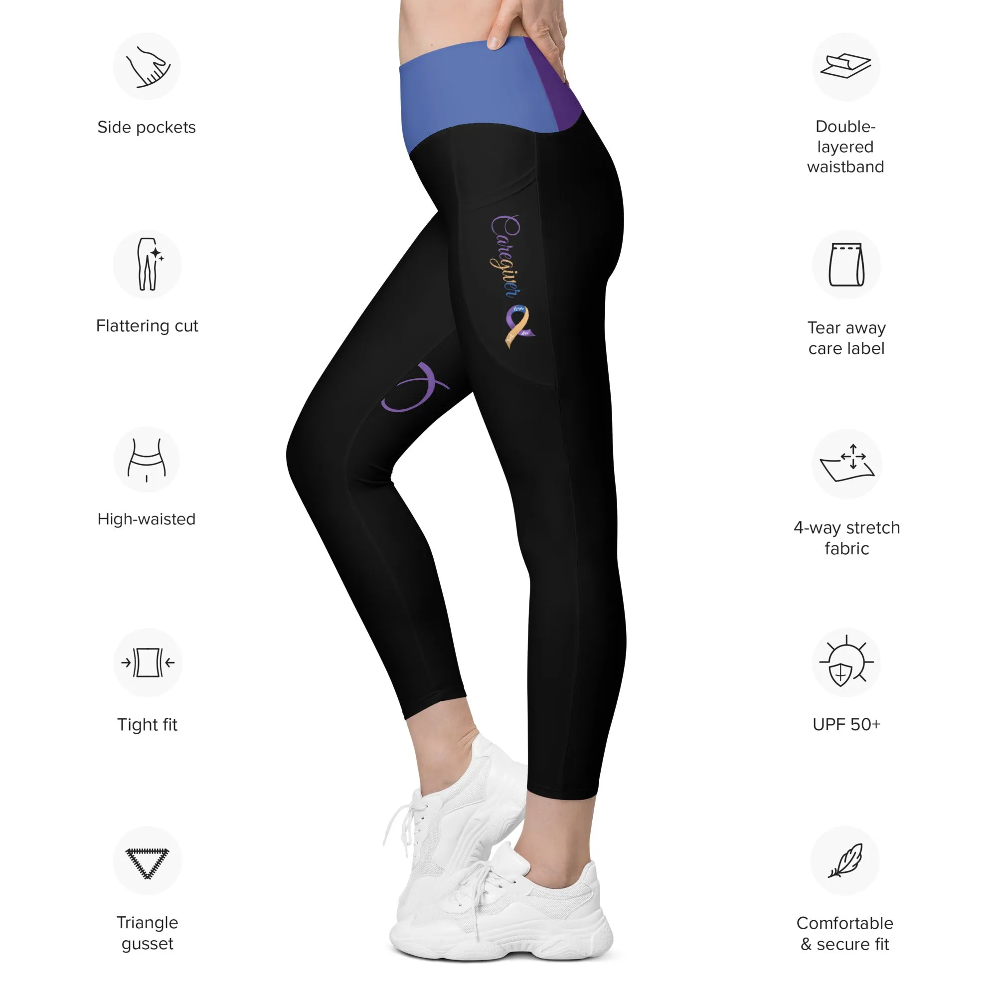 Bladder Cancer "Caregiver" Ribbon Leggings with Pockets