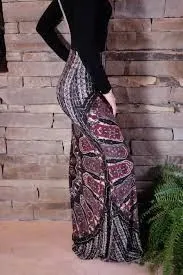 Boho Maxi Skirt "Novella Royale" Purple And Black Gypsy Print Long Hippie Skirt Available In Sizes Small Medium Large XL And Plus Size 2X Or XXL