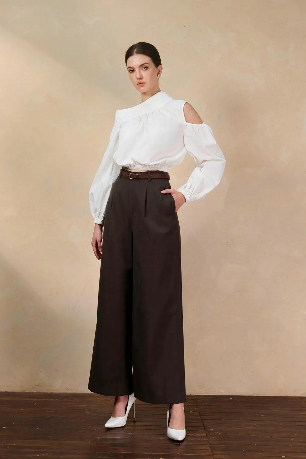 Bonnie Straight Wide Leg Polycotton Trousers