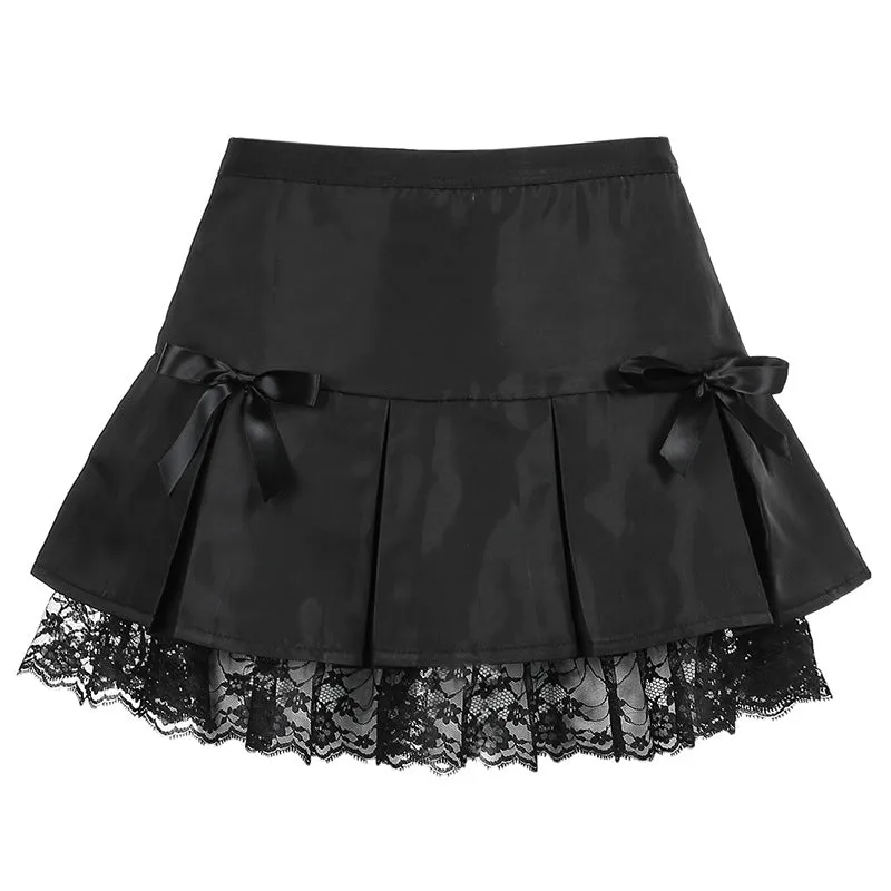 Bowknot lace pleated skirt KF82032