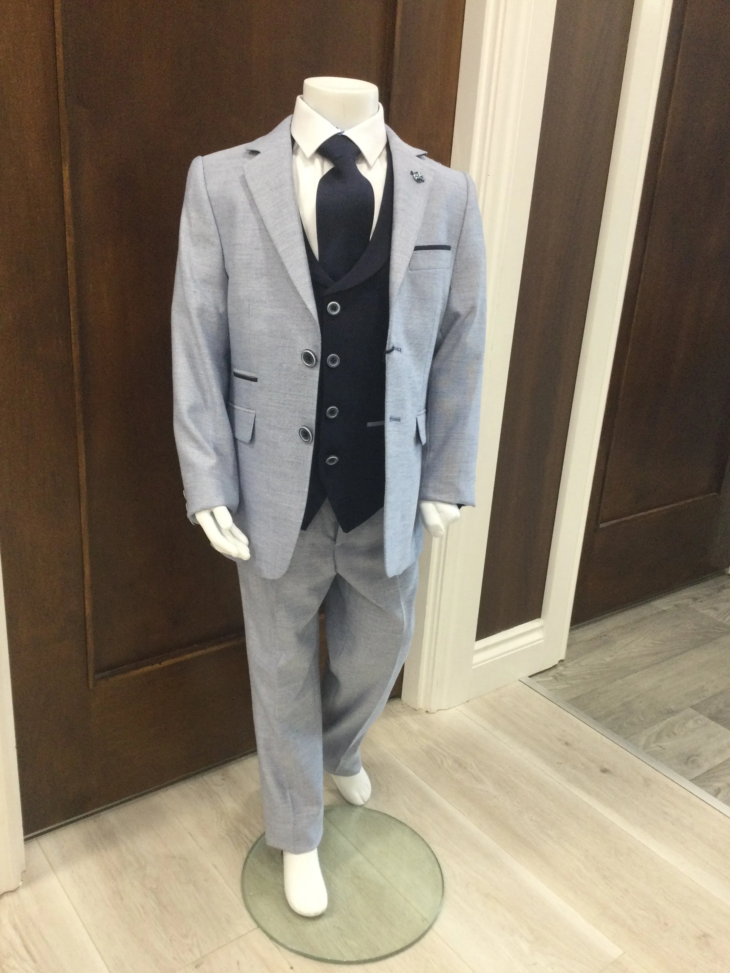 Boys Benetti Napoli Smoke 3 Piece Suit