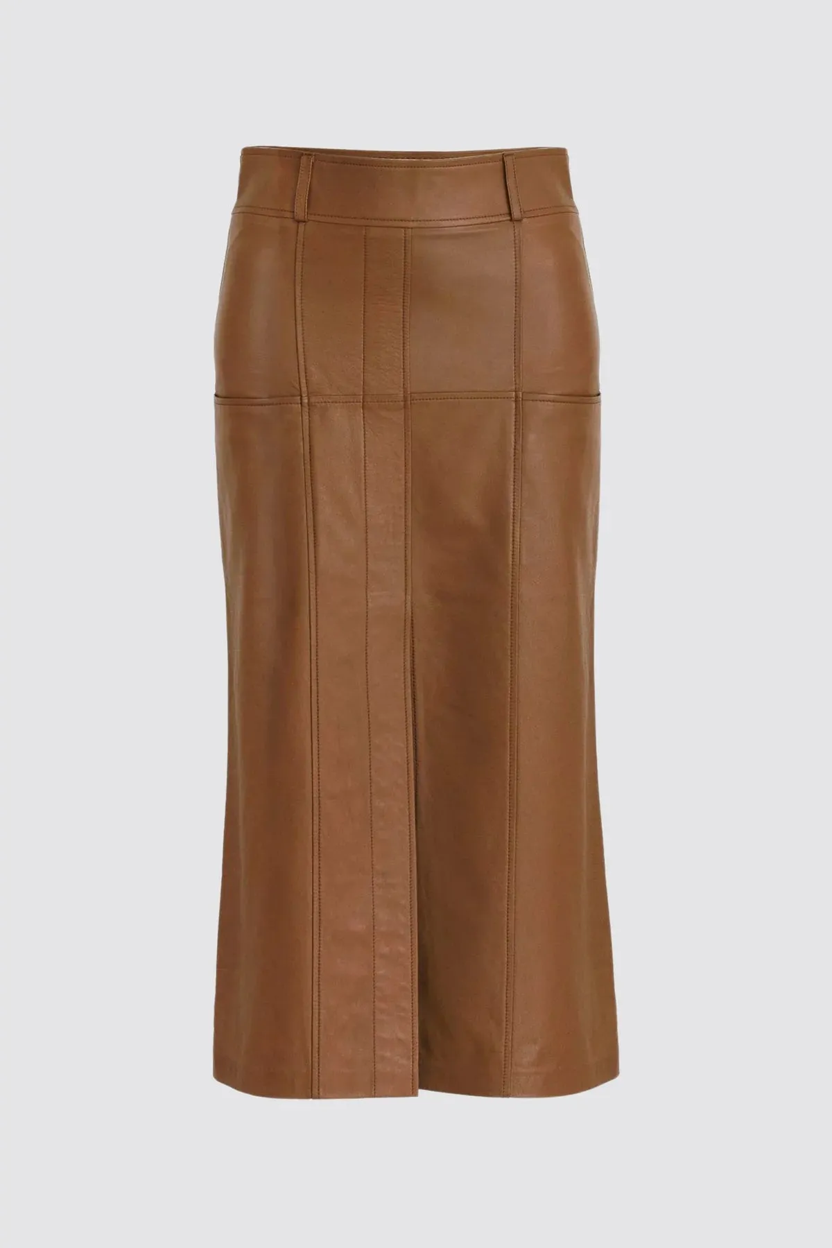 Bronte Leather Skirt Caramel