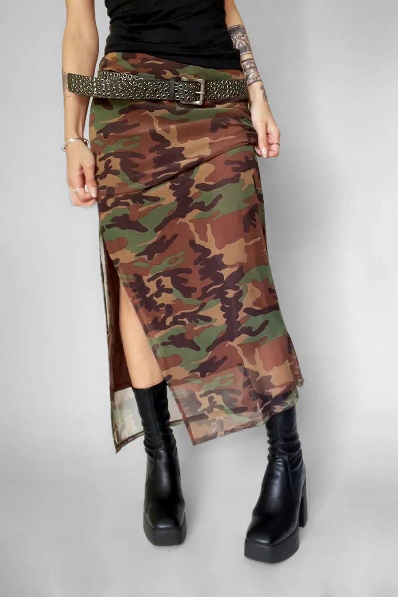 Camo Veil Mesh Skirt