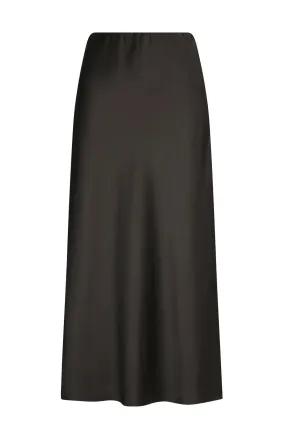 Cartel & Willow Millie Slip Skirt Black Satin