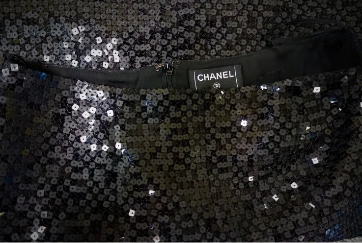 Chanel 02A 2002 Fall black sequin skirt FR 38 US 4