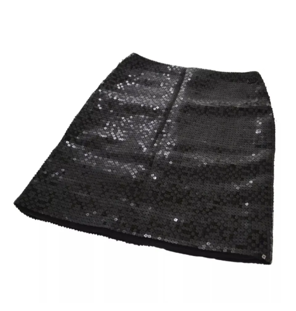 Chanel 02A 2002 Fall black sequin skirt FR 38 US 4