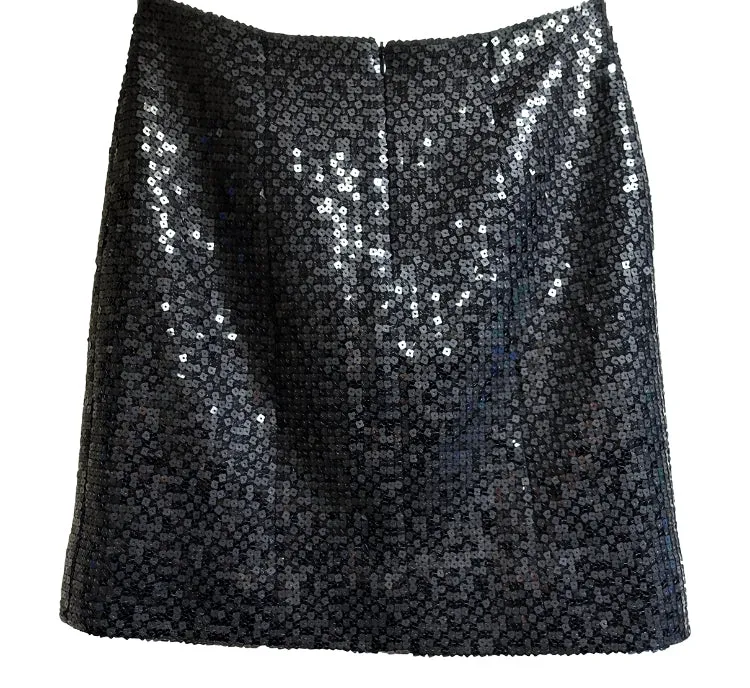 Chanel 02A 2002 Fall black sequin skirt FR 38 US 4