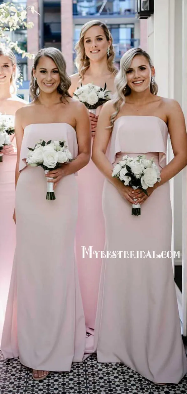 Charming Straight Floor-length Long Cheap Bridesmaid Dresses, BDS0135