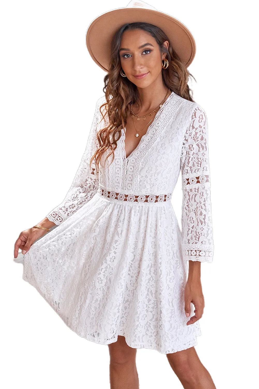 Chic Boho White Lace Dress