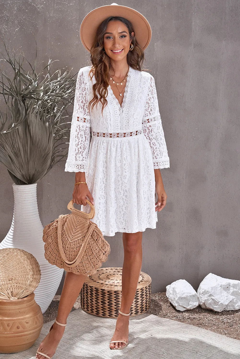 Chic Boho White Lace Dress