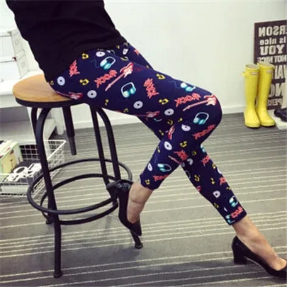 CHSDCSI Hot 2017 Print Flower Leggings Leggins Plus Size Legins Guitar Plaid Thin Pant Fashion Stripe Women Aptitud Trousers