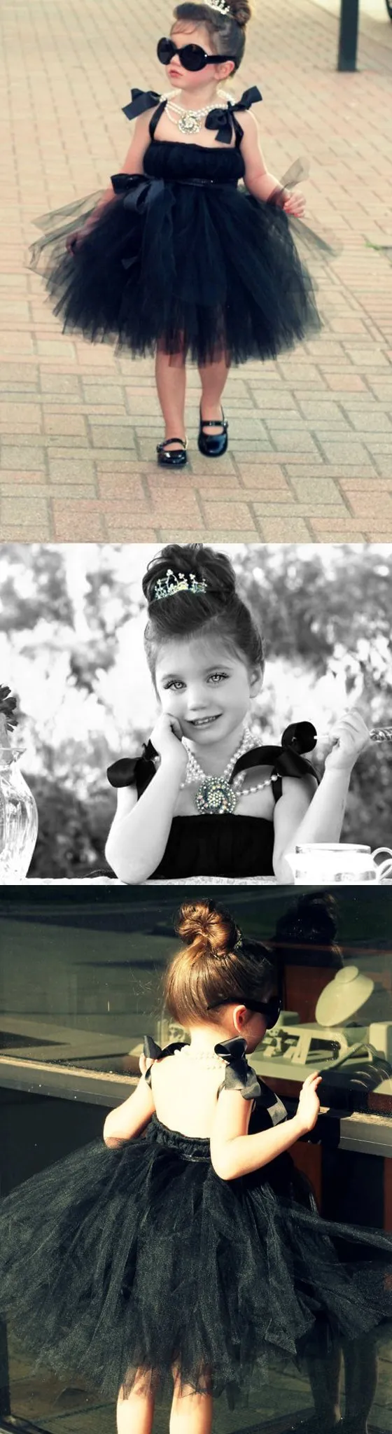 Cool Black Tulle Little Girl Dresses, Affordable Flower Girl Dresses, Little Black Dress, FGY0110