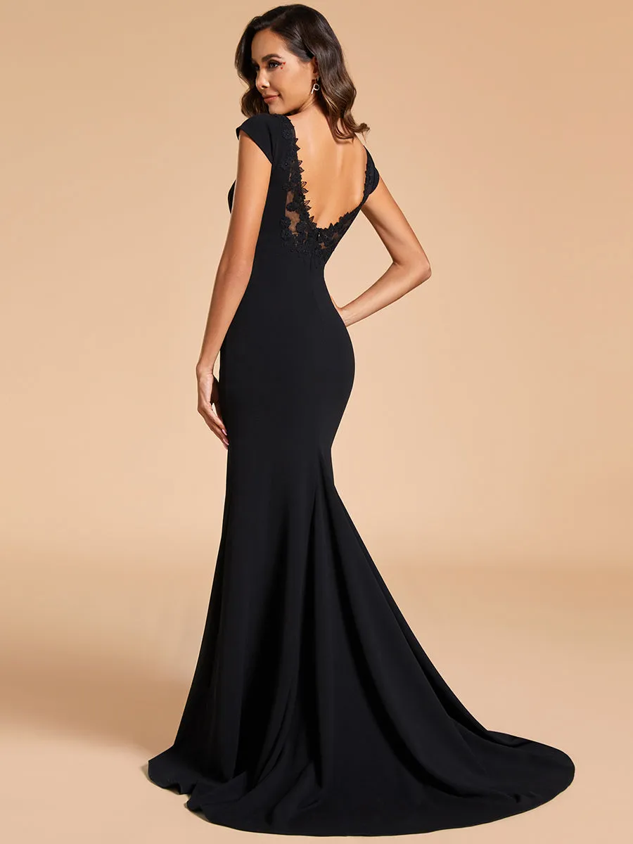 Cover Sleeves Backless Fishtail Deep V Neck Wholesale Wedding Dresses