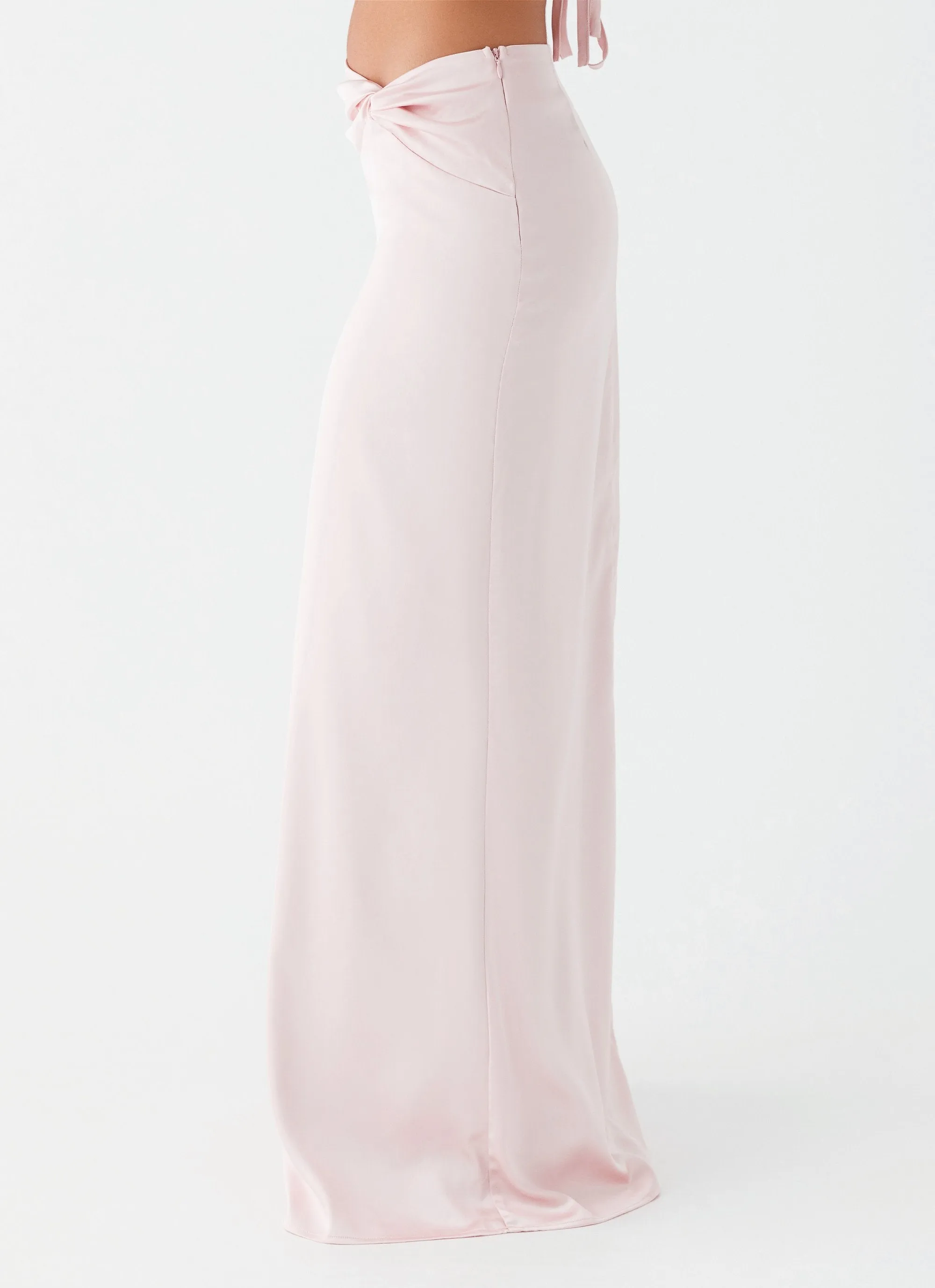 Crescent Light Twist Maxi Skirt - Pink