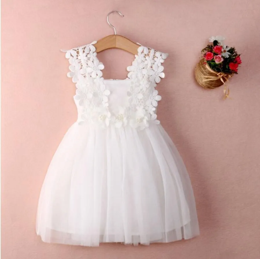 Cute V Neck Tulle White Mini Flower Girl Dresses, Weding Cheap Little Girl Dresses, FGY0113