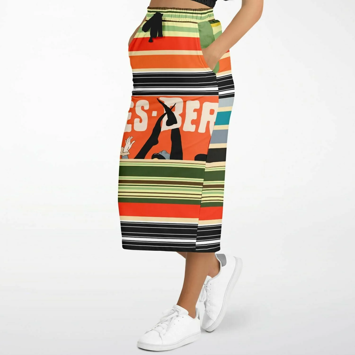 Dance Steps Striped Eco-Poly Long Pocket Skirt