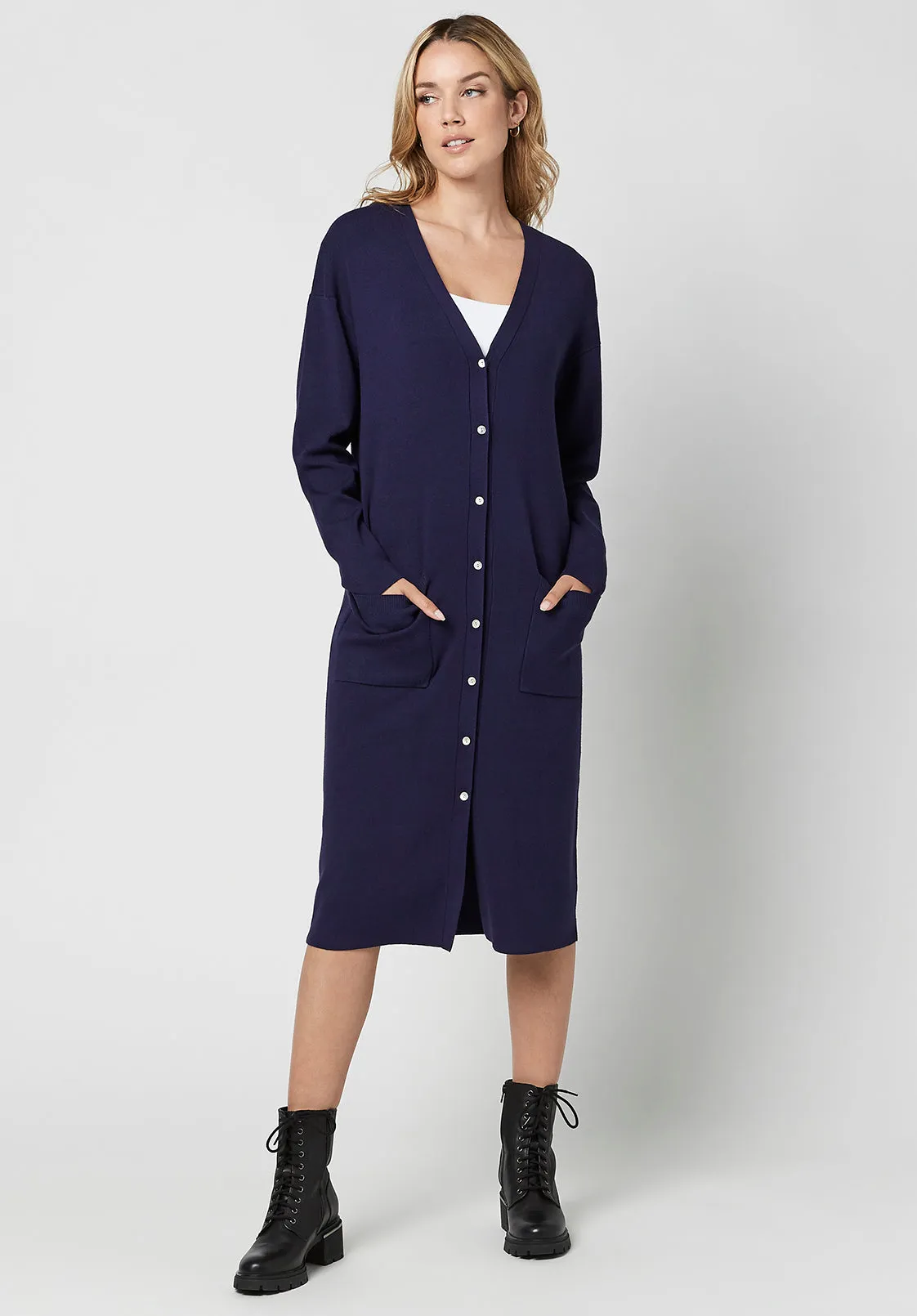 Darby Women's Duster Cardigan in Navy - SW0623H