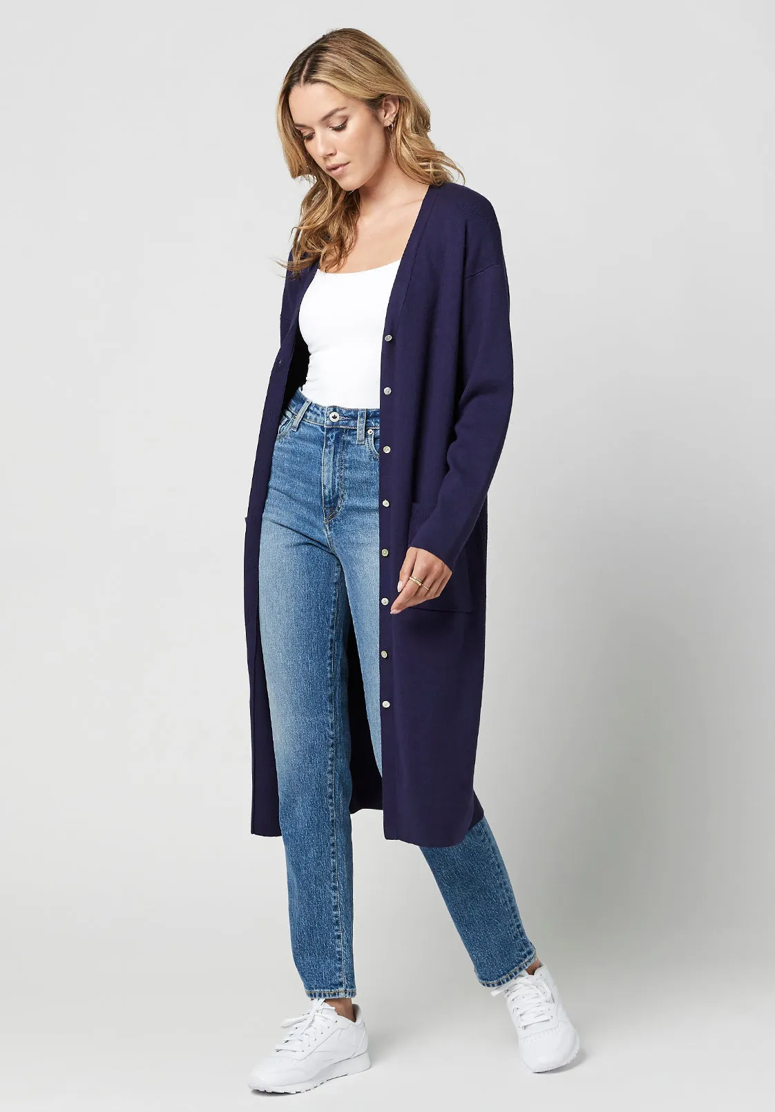 Darby Women's Duster Cardigan in Navy - SW0623H