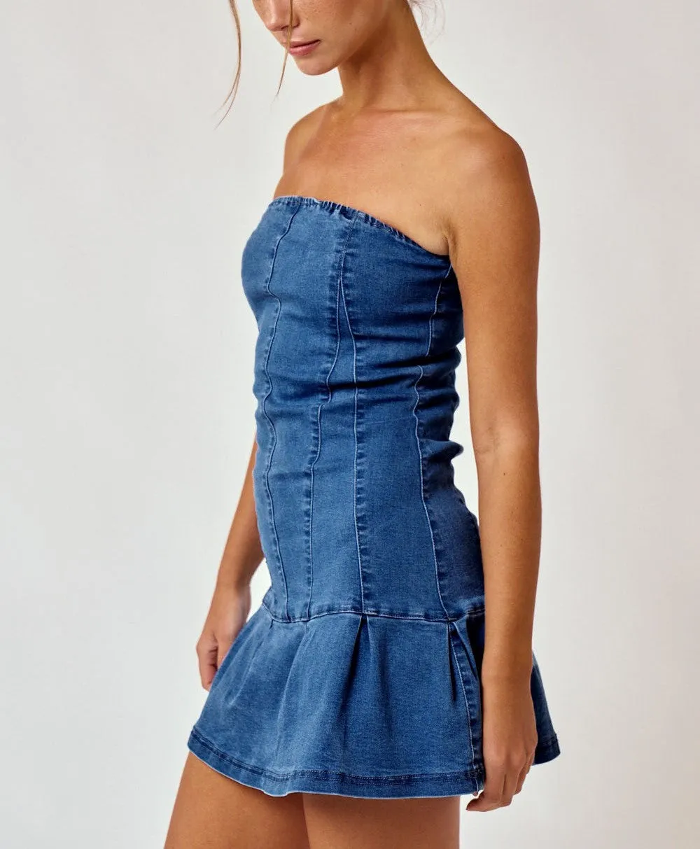 Denim Corset Tube Dress