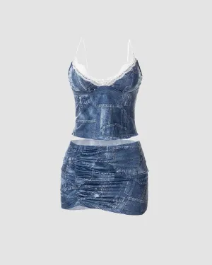 Denim Deal Cami Lace Coord