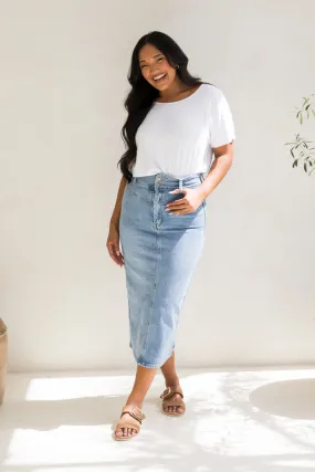 Denim Maxi Skirt in Light Denim