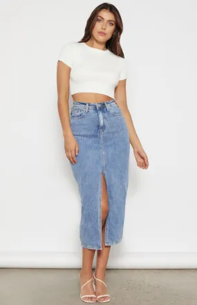 Denim Midi Skirt Blue Wash