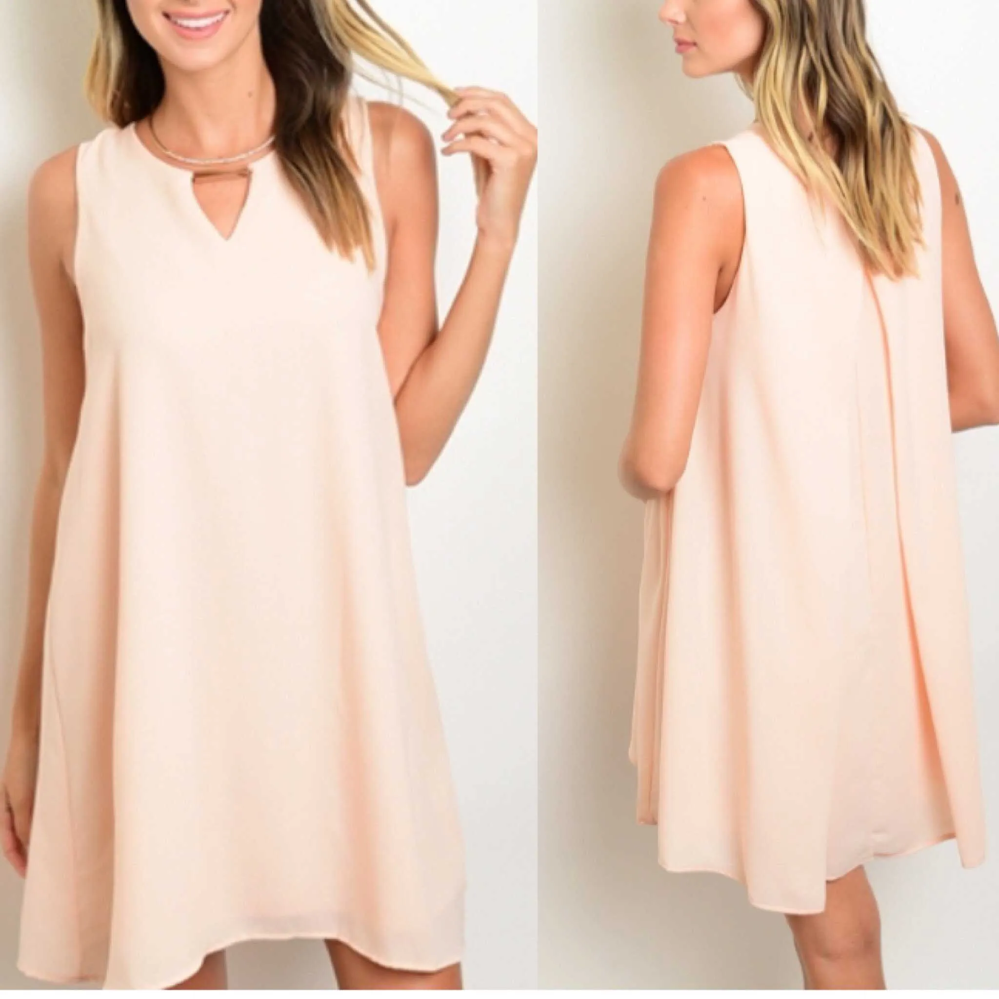 Dreamsicle Peach Solid Key-hole Shift Dress