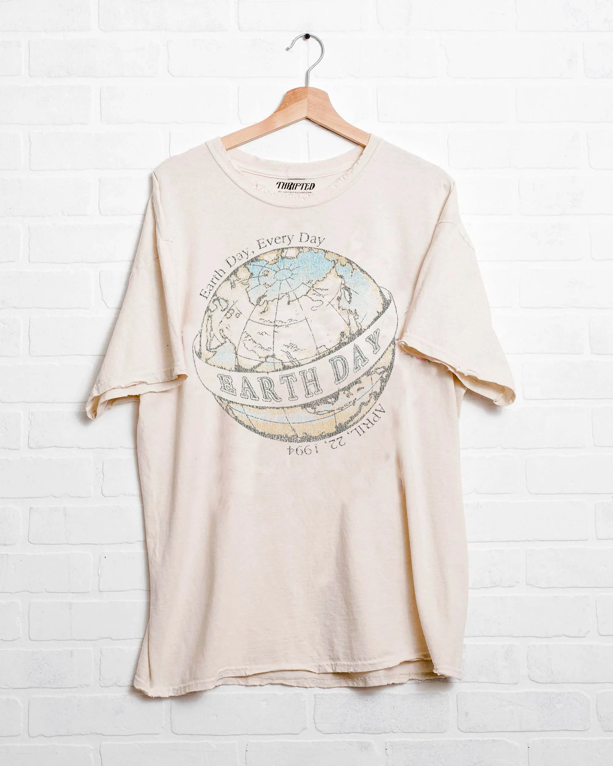 Earth Day Off White Thrifted Tee