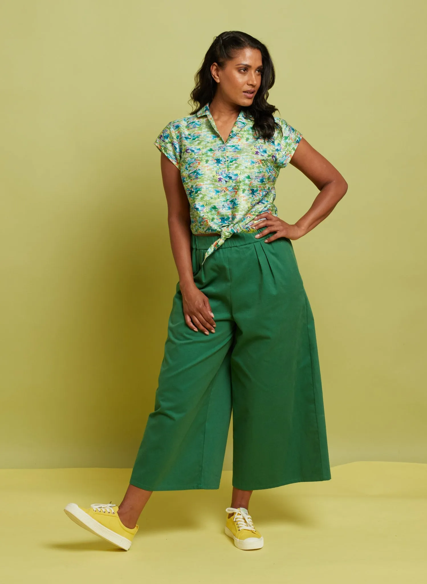 Edith Cropped Trousers - Green Workwear