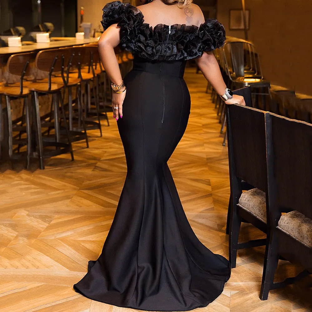 Elegant Black Off Shoulder Mermaid Long Prom Dresses, PDS0128